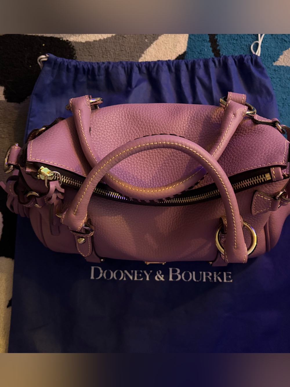 Dooney & Bourke Pebble Leather Satchel with soft Gold-Tone Hardware - Picture 4 of 7